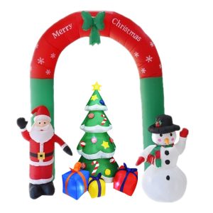 Christmas Archway Santa Claus and Snowman Inflatable Decoration