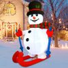GOOSH 6 FT Christmas Inflatables Ski Snowman Outdoor Christmas Decorations Clearance Blow Up Yard Decor with LED