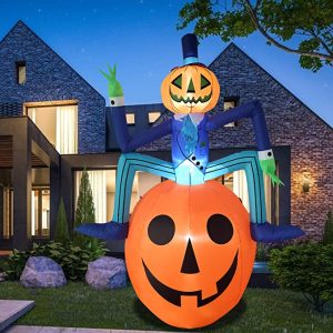 Poptrend Halloween Inflatable 6Feet Mr. Pumpkin Halloween Decorations Outdoor, LED light
