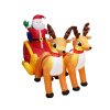 6FT Christmas Inflatable Santa Claus on Sleigh 2 Reindeer Christmas Decorations for Patio Lawn Garden Home Party Indoor Outdoor