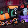 8 Foot Long Lighted Halloween Inflatable Grim Reaper Ride Train with Tombstone Cat Bat Pumpkin Indoor Outdoor Yard Art Decoration