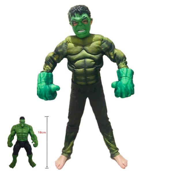 4-12Y Boy Hulk Cosplay Costume Kids Avengers Mask Superhero Jumpsuit Gloves Game Props