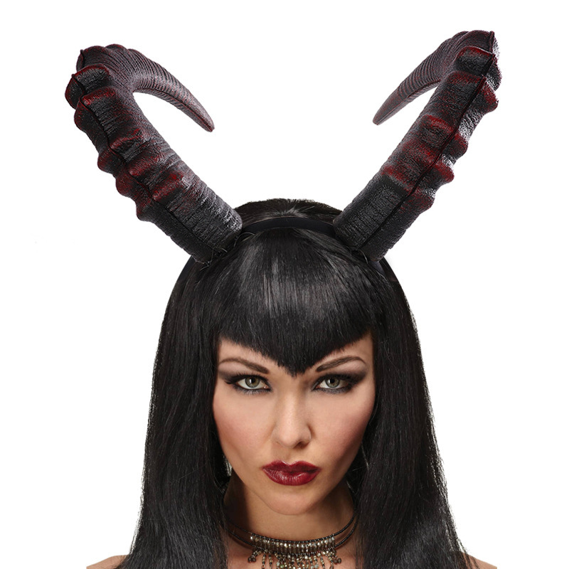 Black Red Long Devils Horns Headband