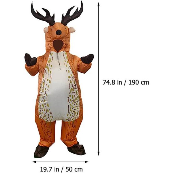 PRETYZOOM Inflatable Reindeer Costume - Funny Blow-Up Christmas Party Fat Suit | Deer Cosplay Fancy Dress Jumpsuit