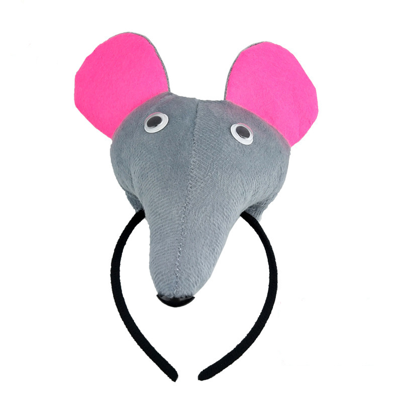 White Gray 3D Mouse Bowtie Tail Headband