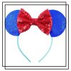 Glitter Blue Red Mouse Ears Headband