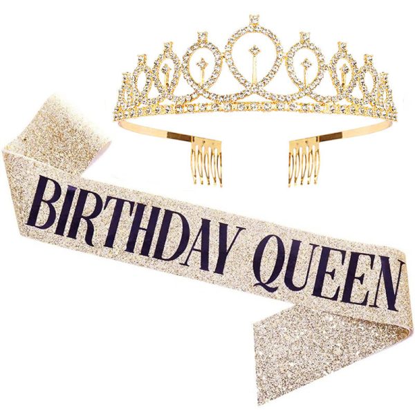 Birthday Crowns Rhinestone Tiara Queen Headband