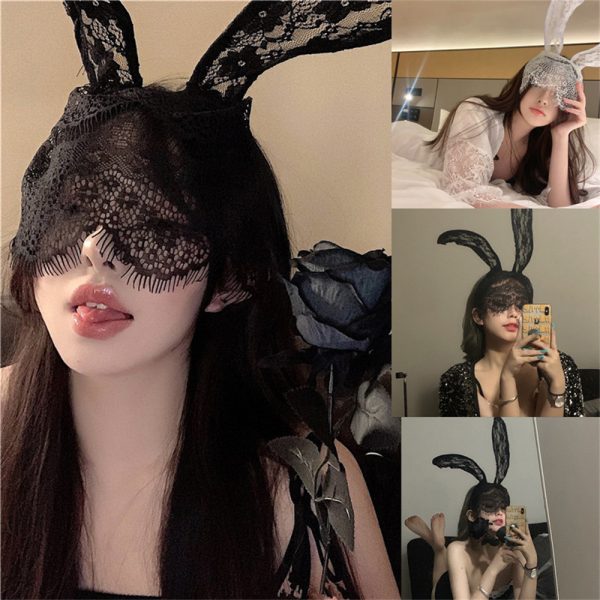 Sexy Black Lace Rabbit Masquerade Mask Headband