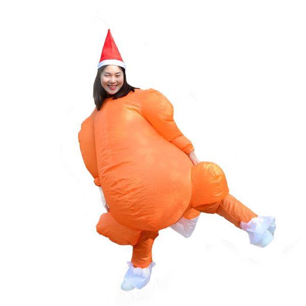 Christmas Inflatable Costume - Thanksgiving Turkey Cartoon Walking Doll Outfit for Holiday Parties