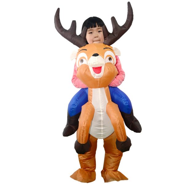 Festive Christmas Halloween Inflatable Costume - Reindeer Doll Suit for Fun Performances