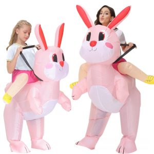 Easter Bunny Inflatable Costume - Cute White Rabbit Design for Children's Halloween Costume and Kindergarten Performances