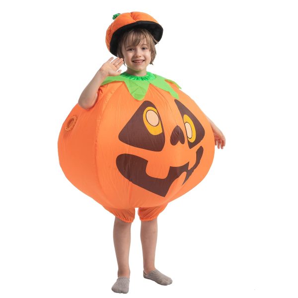 Pumpkin Inflatable Costume - Festive Halloween Party Prop, Half-Body Children's Doll Outfit