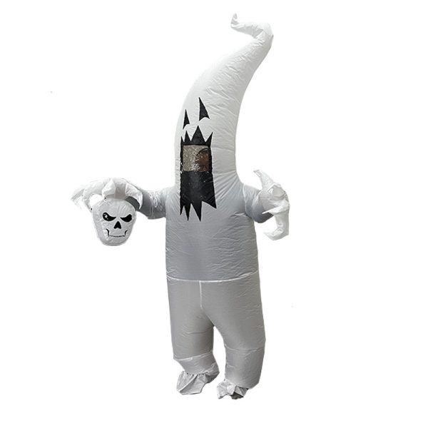 Grim Skull Ghost Inflatable Costume - Spooky Halloween Performance Outfit