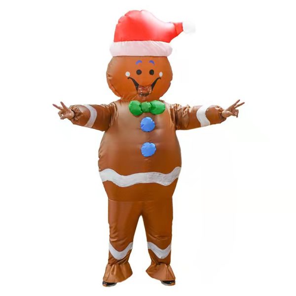Inflatable Christmas Costume - Funny Gingerbread Man Halloween Outfit