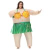 Inflatable Sumo Costume - Funny Luau Sunflower Grass Skirt Attire for Parties