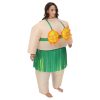 Inflatable Sumo Costume - Funny Luau Sunflower Grass Skirt Attire for Parties