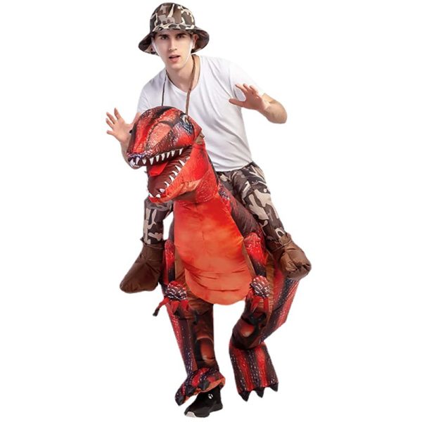 "Impressive Dinosaur Design: Make a roaring entrance with this incredible inflatable T-Rex ride-on costume. It features a lifelike dinosaur appearance that will captivate both children and adults alike. Perfect for Halloween: Enhance the Halloween spirit with this eye-catching dinosaur costume. It's ideal for costume parties, trick-or-treating, school plays, and other festive occasions. Comfortable Fit: The costume is designed to accommodate adults, allowing for easy movement and flexibility. The spacious interior provides a comfortable and enjoyable wearing experience. Easy Inflation: Quickly inflate the costume using the included air pump. The built-in fan ensures effortless inflation, allowing you to become the center of attention in no time. High-Quality Construction: Crafted from durable materials, this inflatable costume ensures long-lasting use. It withstands playful activities and resists tears and punctures. Versatile Usage: Beyond Halloween, this costume is suitable for various events, including cosplay parties, theatrical performances, themed birthdays, and more. Easy to Wear: Step into the costume, secure the waistband, and adjust the drawstrings for a snug fit. The elastic waistband accommodates different waist sizes. Lightweight and Portable: When deflated, the costume can be conveniently folded for compact storage and easy transportation."