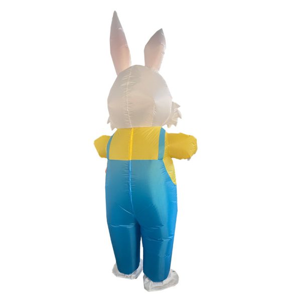 Bunny with Suspenders Inflatable Costume - Easter Party Stage Performance Prop - Cute Cartoon Rabbit Suit
