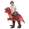 "Impressive Dinosaur Design: Make a roaring entrance with this incredible inflatable T-Rex ride-on costume. It features a lifelike dinosaur appearance that will captivate both children and adults alike. Perfect for Halloween: Enhance the Halloween spirit with this eye-catching dinosaur costume. It's ideal for costume parties, trick-or-treating, school plays, and other festive occasions. Comfortable Fit: The costume is designed to accommodate adults, allowing for easy movement and flexibility. The spacious interior provides a comfortable and enjoyable wearing experience. Easy Inflation: Quickly inflate the costume using the included air pump. The built-in fan ensures effortless inflation, allowing you to become the center of attention in no time. High-Quality Construction: Crafted from durable materials, this inflatable costume ensures long-lasting use. It withstands playful activities and resists tears and punctures. Versatile Usage: Beyond Halloween, this costume is suitable for various events, including cosplay parties, theatrical performances, themed birthdays, and more. Easy to Wear: Step into the costume, secure the waistband, and adjust the drawstrings for a snug fit. The elastic waistband accommodates different waist sizes. Lightweight and Portable: When deflated, the costume can be conveniently folded for compact storage and easy transportation."
