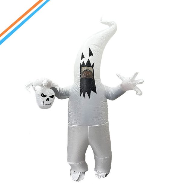 Grim Skull Ghost Inflatable Costume - Spooky Halloween Performance Outfit