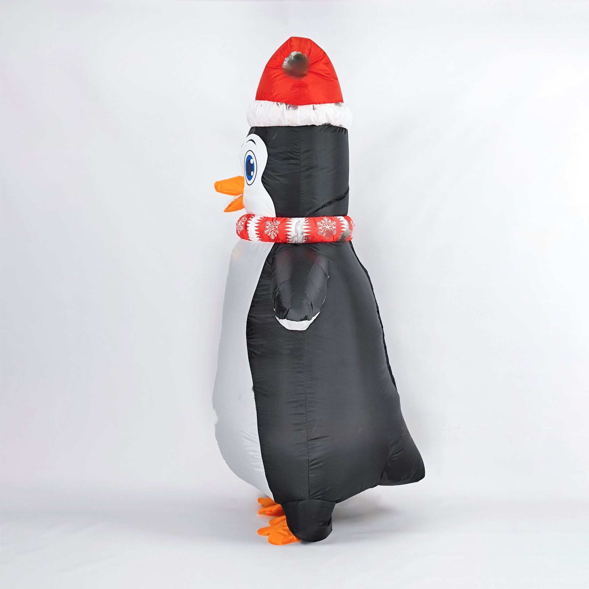 Christmas Penguin Inflatable Costume - Festive Dress-Up with Red Hat and Scarf - Cute and Fun Outfit