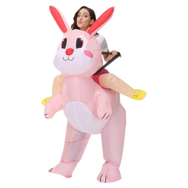 Easter Bunny Inflatable Costume - Cute White Rabbit Design for Children's Halloween Costume and Kindergarten Performances