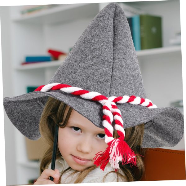 Halloween Witch Red Rope Wizard Felt Hat