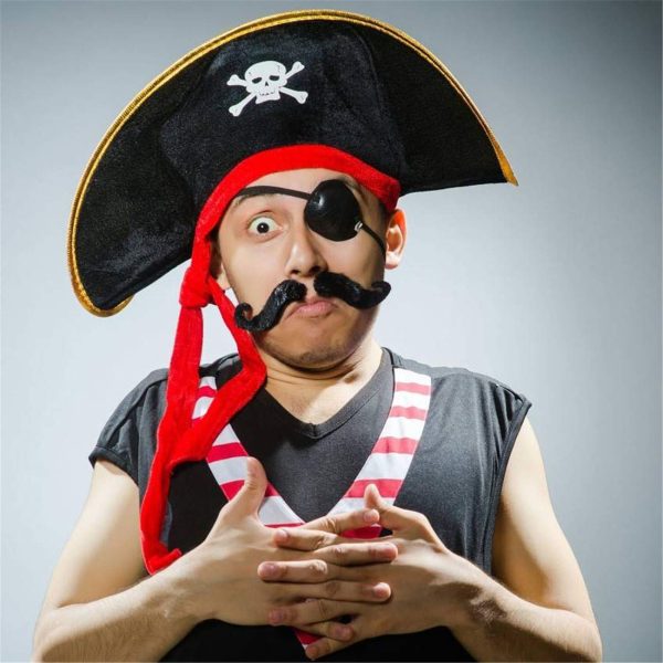 Halloween Black Pirate Compass Captain Hat